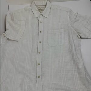 Tasso Elba Island Men's S/S White Button Down Linen Blend Shirt Casual Summer XL